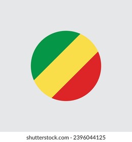 Congo flag round icon, badge or button. National symbol of Congo. Vector illustration.