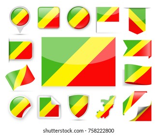 Congo Flag Set - Vector Illustration