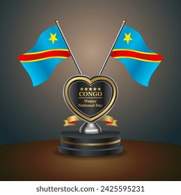  Congo flag in a stand on table. Vector Illustration