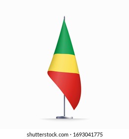 Congo flag state symbol isolated on background national banner. Greeting card National Independence Day of the Republic of the Congo. Illustration banner with realistic state flag.