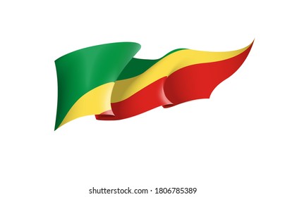 Congo flag state symbol isolated on background national banner. Greeting card National Independence Day of the Republic of the Congo. Illustration banner with realistic state flag.
