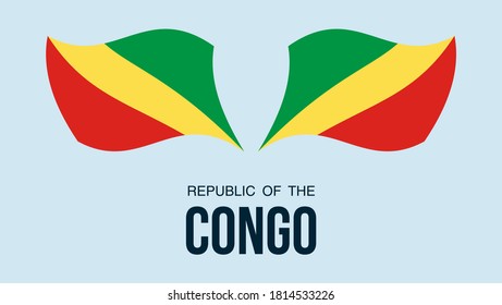 Kongo Flaggenstaatsymbol einzeln auf nationalem Hintergrund. Grußkarte Nationaler Unabhängigkeitstag der Republik Kongo. Illustrationsbanner mit realistischer Staatsflagge.