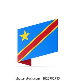 Kongo Flaggenstaatsymbol einzeln auf nationalem Hintergrund. Grußkarte Nationaler Unabhängigkeitstag der Demokratischen Republik Kongo. Illustrationsbanner mit realistischer Staatsflagge der DRK.