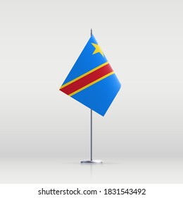 Congo flag state symbol isolated on background national banner. Greeting card National Independence Day of the Democratic Republic of the Congo. Illustration banner with realistic state flag of DRC.