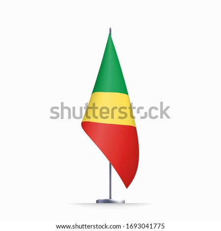 Congo flag state symbol isolated on background national banner. Greeting card National Independence Day of the Republic of the Congo. Illustration banner with realistic state flag.