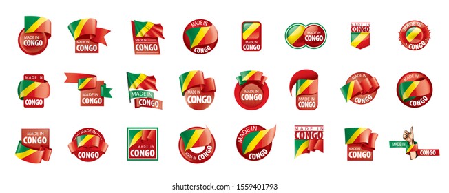 Congo flag, vector illustration on a white background