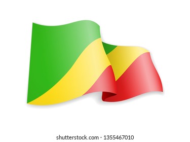 Congo flag in the wind. Flag on white background vector illustration