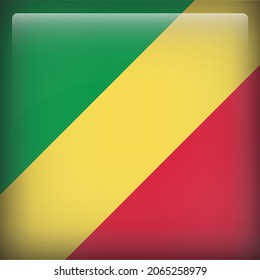 Icono de bandera de país 3D cuadrado brillante del Congo
