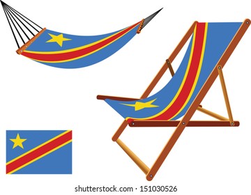 congo hammock and deck chair set against white background, abstract vector art illustration