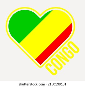 Bandera de la bandera del corazón del Congo. Logo hecho con amor desde el Congo. Bandera de la forma del corazón del país. Ilustración vectorial.