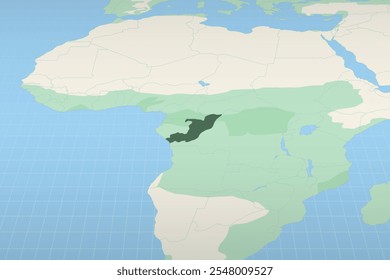 Congo destacó en un mapa detallado la ubicación geográfica del Congo. Mapa de Vector.