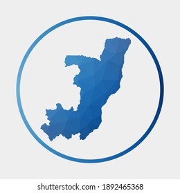 Congo icon. Polygonal map of the country in gradient ring. Round low poly Congo sign. Vector illustration.