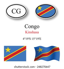 Congo icons set against white background, abstract vector art illustration, image contains transparency