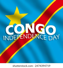 Congo Independence Day event banner. The Congolese flag is flying to celebrate on June 30th