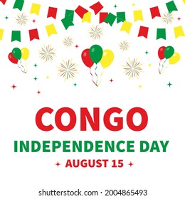 Congo Independence Day lettering typography poster. National holiday celebrate on August 15. Easy to edit vector template for banner, flyer, sticker, greeting card, postcard, etc.