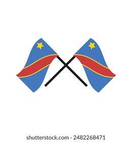 Congo Independence Day poster vector illustration. Two crossed Congolese flags on a pole.