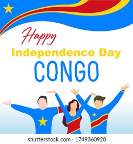 Congo Independence Day Vector Template Design Illustration. people celebrate independence day.