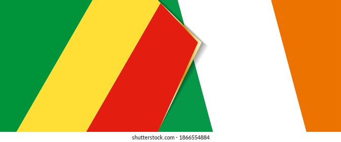 Congo and Ireland flags, two vector flags symbol of relationship or confrontation.