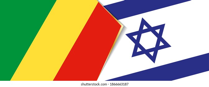 Congo and Israel flags, two vector flags symbol of relationship or confrontation.