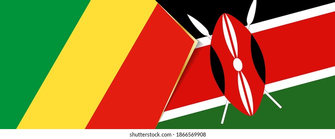 Congo and Kenya flags, two vector flags symbol of relationship or confrontation.