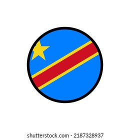 Congo (Kinshasa) Flag In A Circle On A White Background