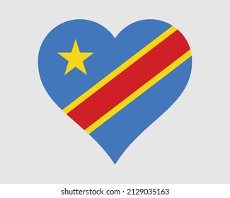 Congo Kinshasa Heart Flag. DR Congo, DRC, DROC Love Shape Country Nation National Flag. Democratic Republic Of The Congo Banner Icon Sign Symbol. EPS Vector Illustration.