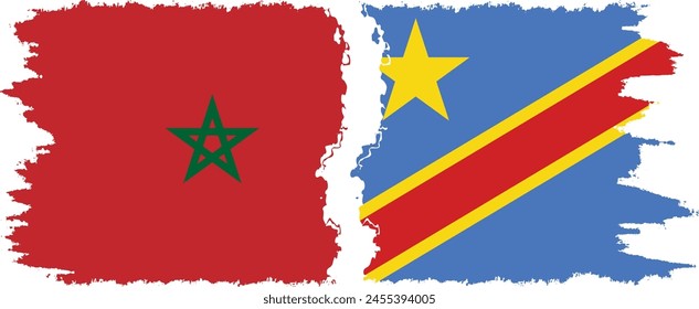 Congo - Kinshasa y Marruecos grunge banderas conexión, Vector