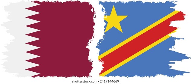 Congo - Kinshasa y Qatar conexión de banderas gruesas, vector
