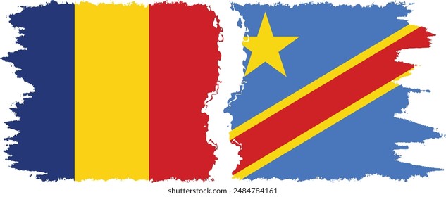 Congo - Kinshasa y Rumania grunge banderas conexión, Vector