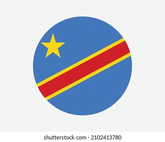Congo Kinshasa Round Country Flag. Circular DRC National Flag. Democratic Republic of the Congo Circle Shape Button Banner. EPS Vector Illustration. svg