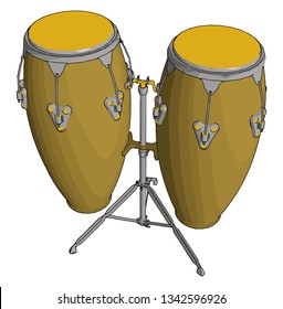 The Congo also known as tumbadora is a tall narrow single- headed drum from Cuba Congas are staved like barrels vector color drawing or illustration