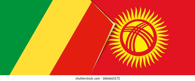 Banderas del Congo y Kirguistán, dos banderas vectoriales símbolo de relación o enfrentamiento.