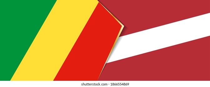 Congo and Latvia flags, two vector flags symbol of relationship or confrontation.