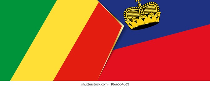 Congo and Liechtenstein flags, two vector flags symbol of relationship or confrontation.