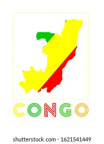Congo Logo. Map of Congo with country name and flag. Creative vector illustration.