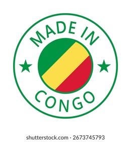 Congo Made in Stamp in circle with flag Vector template on white background