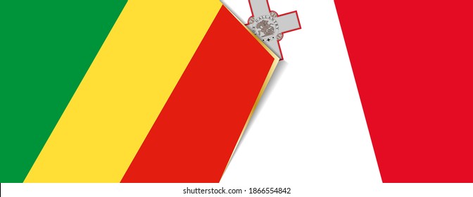 Congo and Malta flags, two vector flags symbol of relationship or confrontation.