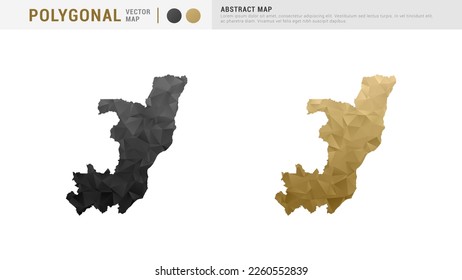 Mapa del Congo de la pareja de juegos de polígonos de oro abstracto y vector negro.