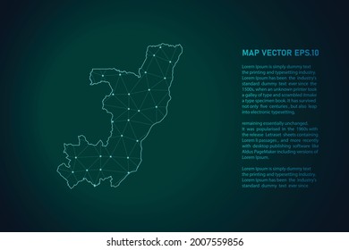 mapa de congo. Resumen de la línea de purga y las escalas de puntos en el fondo oscuro. Línea de red poligonal de malla 3D, esfera de diseño, punto y estructura. Ilustración vectorial eps 10.