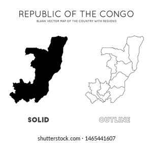 Congo map. Blank vector map of the Country with regions. Borders of Congo for your infographic. Vector illustration.
