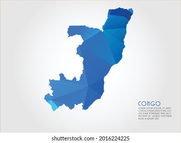 Congo map blue Color on white background polygonal
