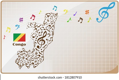 Congo map flag made from music notes. 
