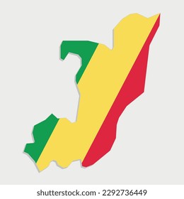 congo map with flag on gray background