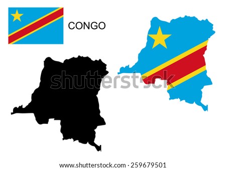 Congo map and flag vector, Congo map, Congo flag