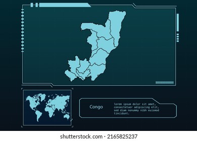 Congo Map Futuristic  infographic Map element collection background