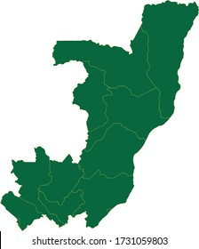 Congo map in green color and yellow border on white background. Vector illustration.