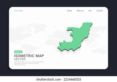 Congo map green on white background with isometric vector.