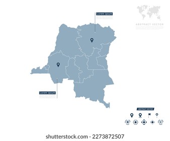 Mapa del Congo de azul infográfico Navegador de localización de pin de verificación de la posición del plan de información de comunicación.