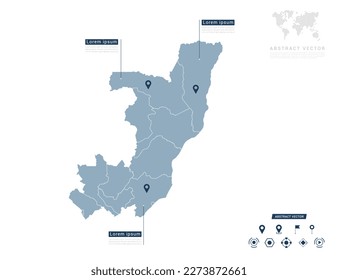 Mapa del Congo de azul infográfico Navegador de localización de pin de verificación de la posición del plan de información de comunicación.