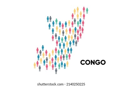 Congo Map made by a group of people, Population. Globalization. People from different countries